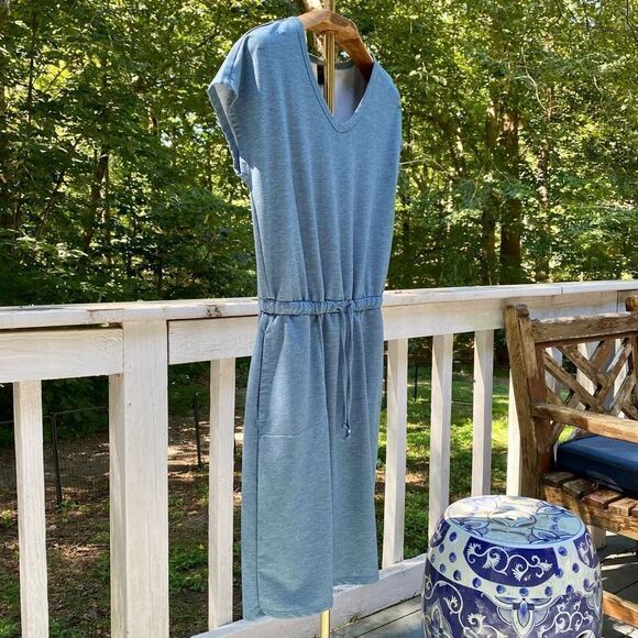 32 Degrees Cool Blue Waist Tie Sheath Knee Length Dress - Picture 6 of 7